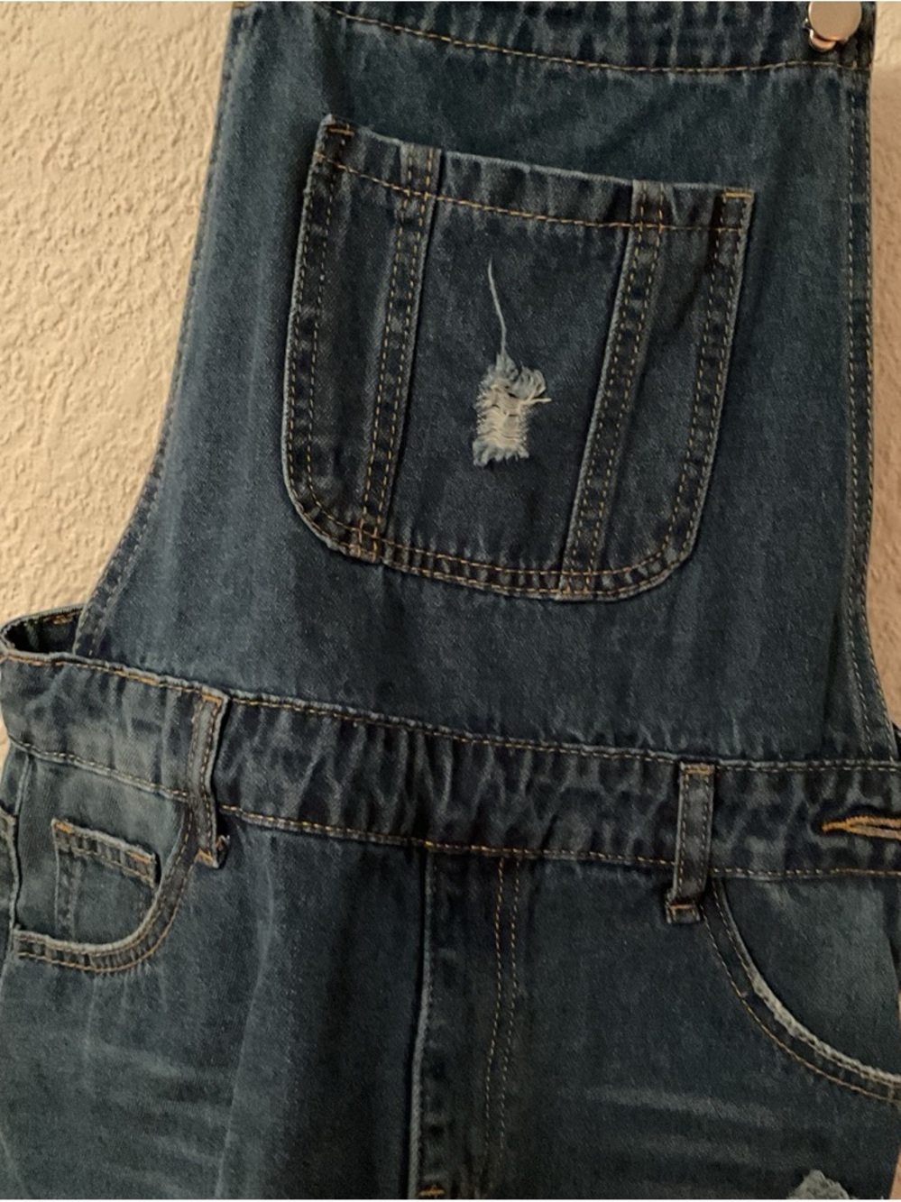 SHEIN Blue Denim Women's Overall Dress with Front Bib Pocket